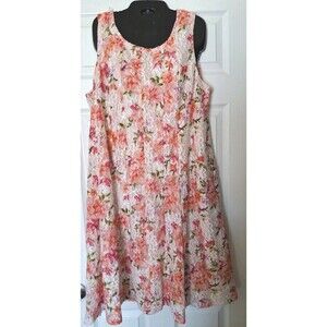 Lace Overlay Floral A Line Dress Size 2X Cottagecore Garden Party Wedding Guest